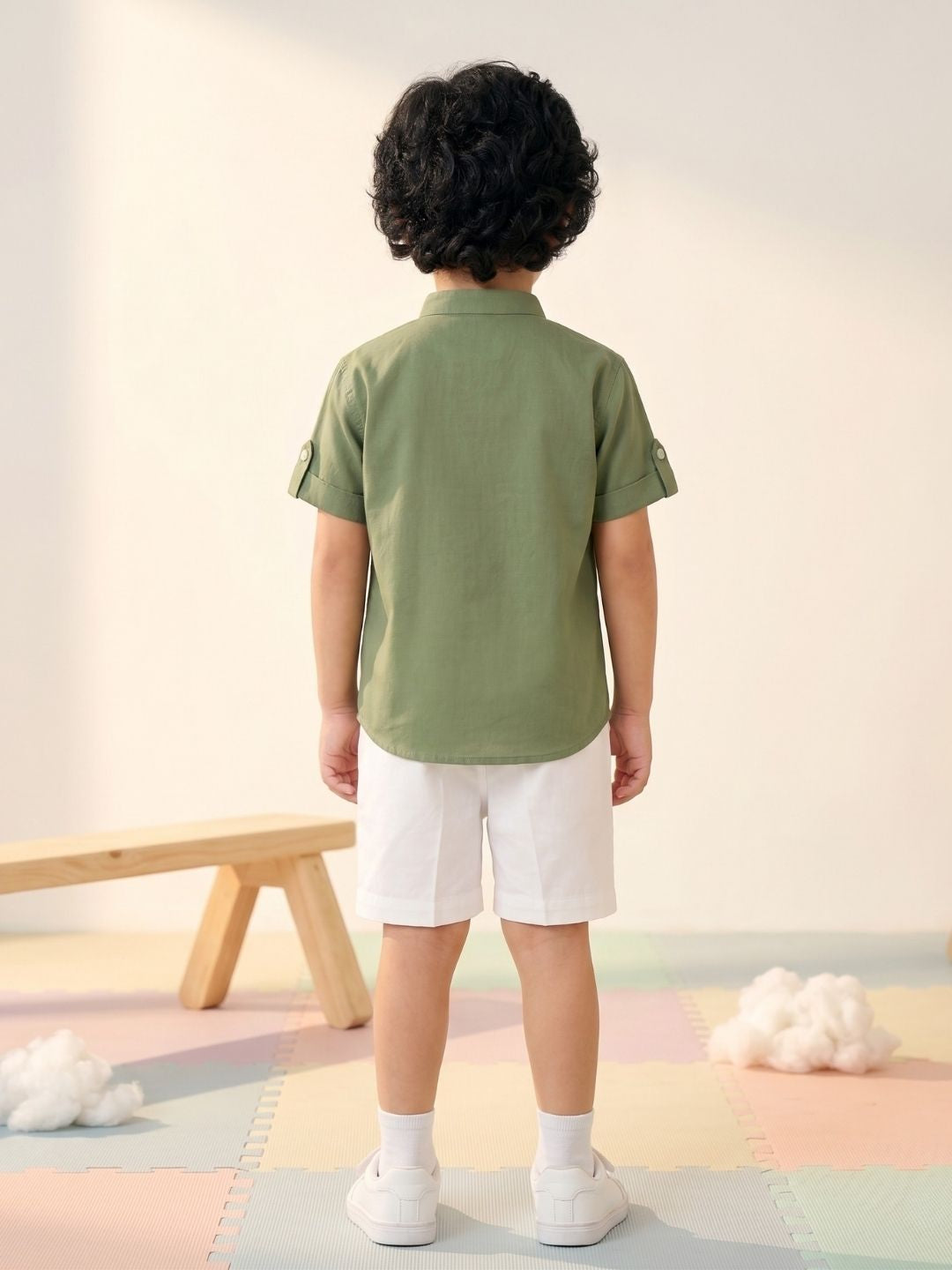 Green Sheep Embroidery Pure Cotton Co-Ords For Boys