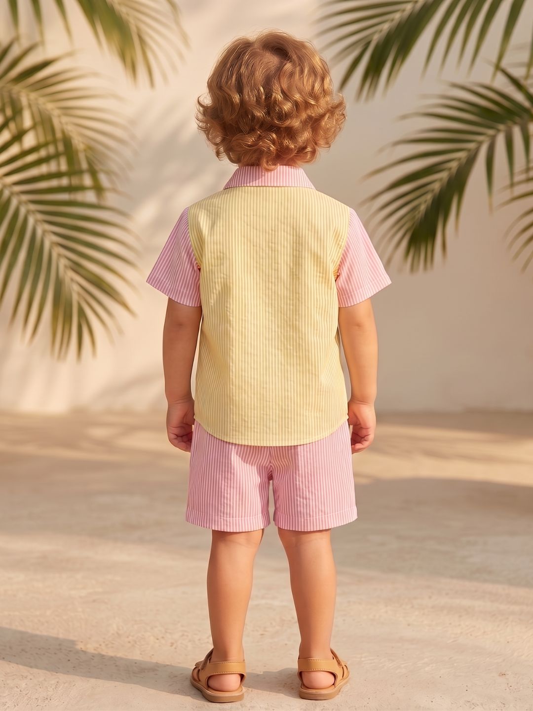 AJ Dezines Mult Color Stripes and Color Block Cotton Co-Ords For Boys