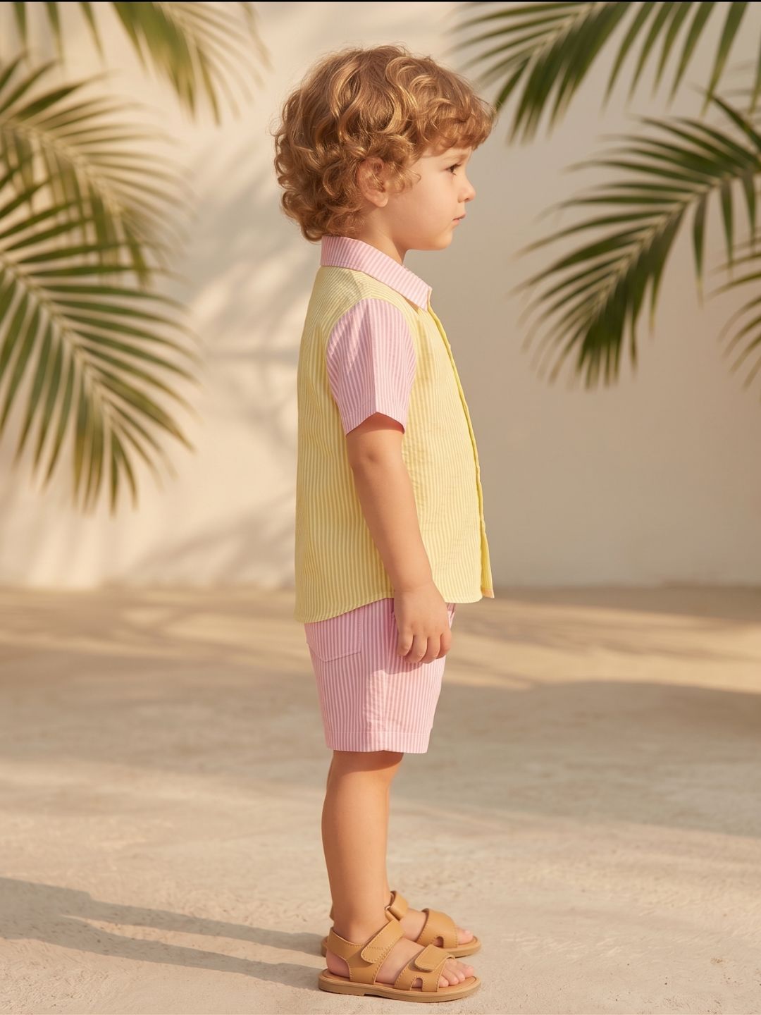 AJ Dezines Mult Color Stripes and Color Block Cotton Co-Ords For Boys