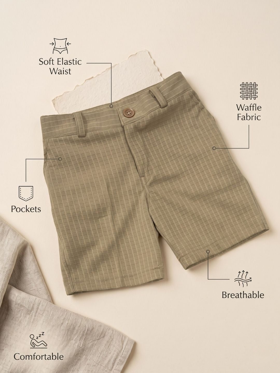 AJ Dezines Brown Box Textured Waffle Fabric Color Block Cotton Blend Co-Ords For Boys