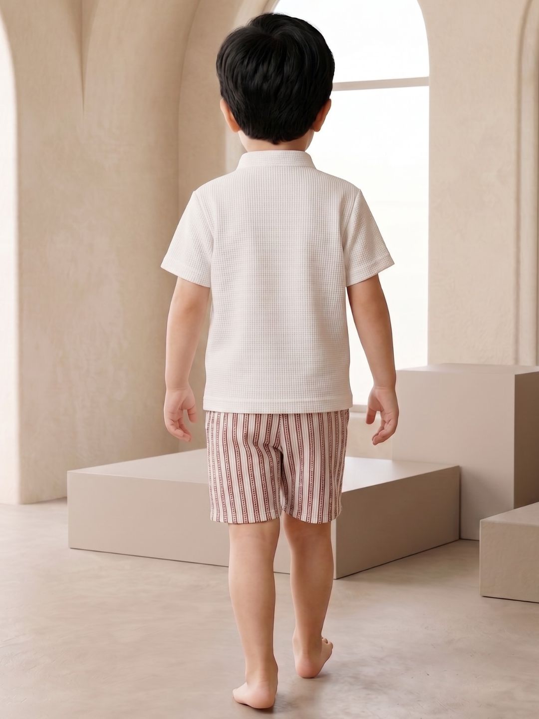 AJ Dezines Orange Stripe Cotton Blend Casual Wear Sibling Co-Ord Set for Kids | Matching Brother & Sister Outfit