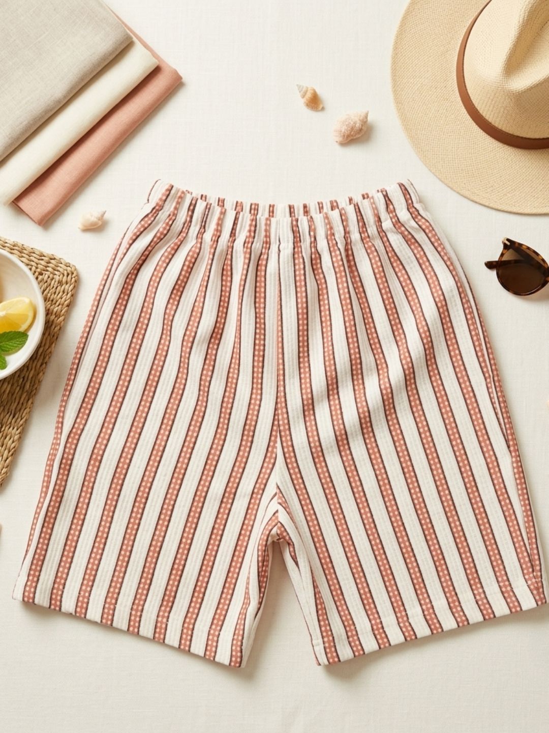 AJ Dezines Orange Stripe Cotton Blend Co-Ords Set For Boys