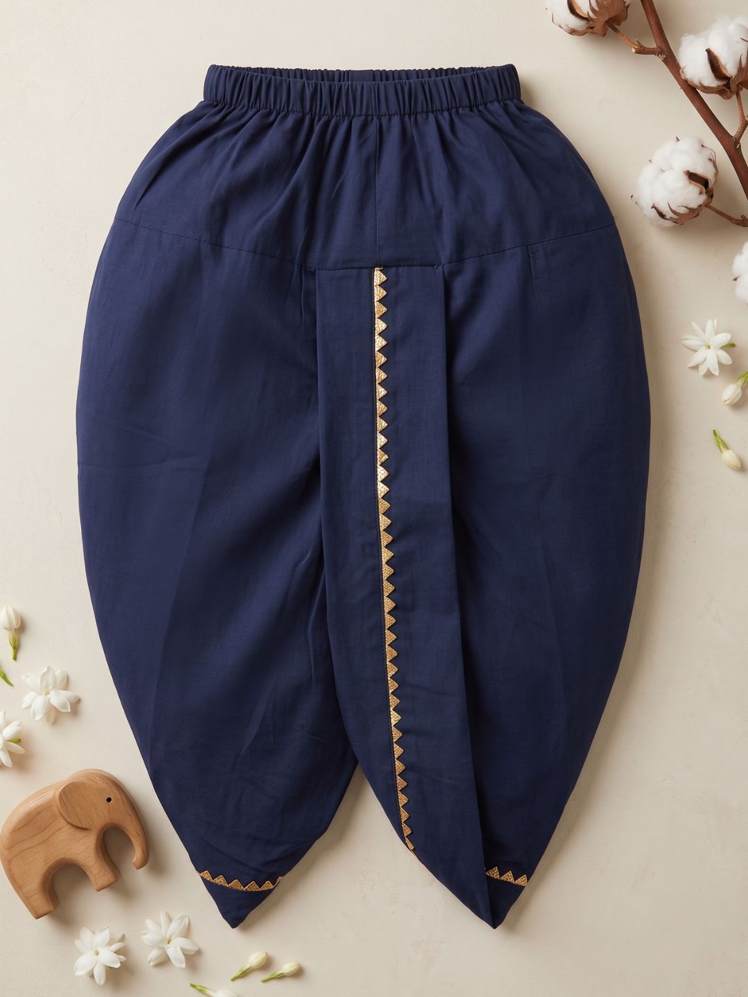 Navy blue Solid Cotton Dhoti For Boys