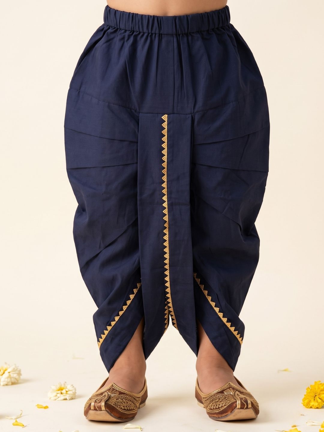 Navy blue Solid Cotton Dhoti For Boys