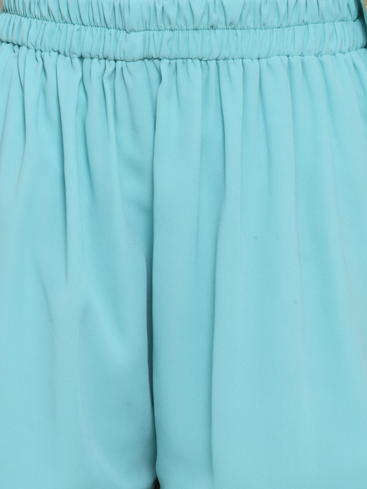 Girls Firozi Foil Print Georgette Sharara for Kids