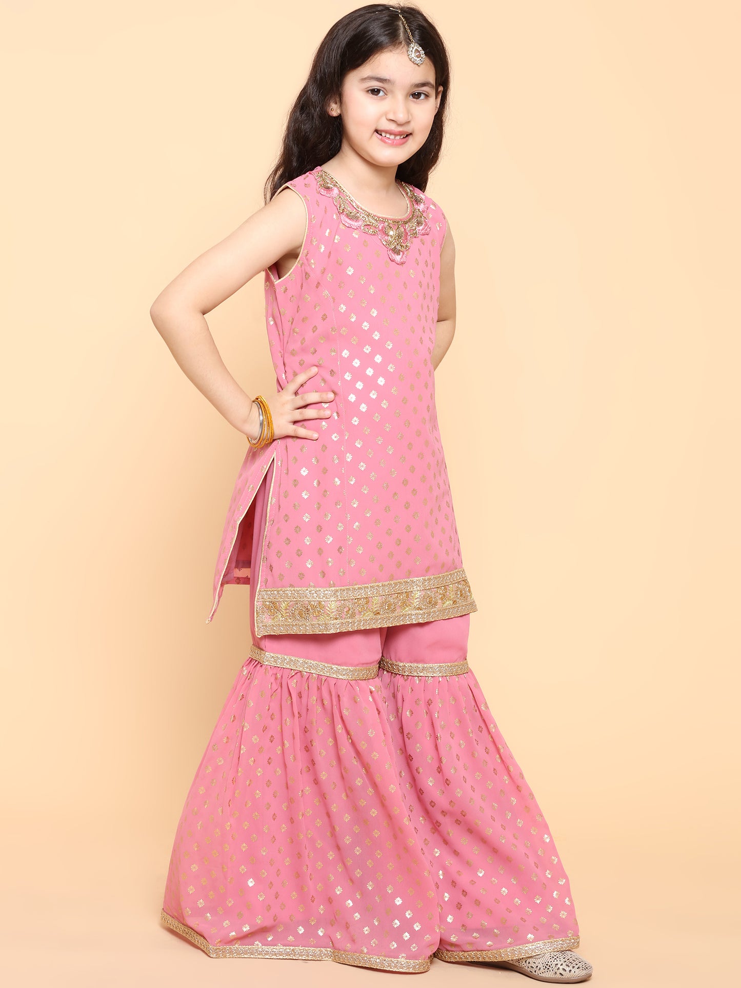 Kids Girls Rani Foil Print Georgette Sharara