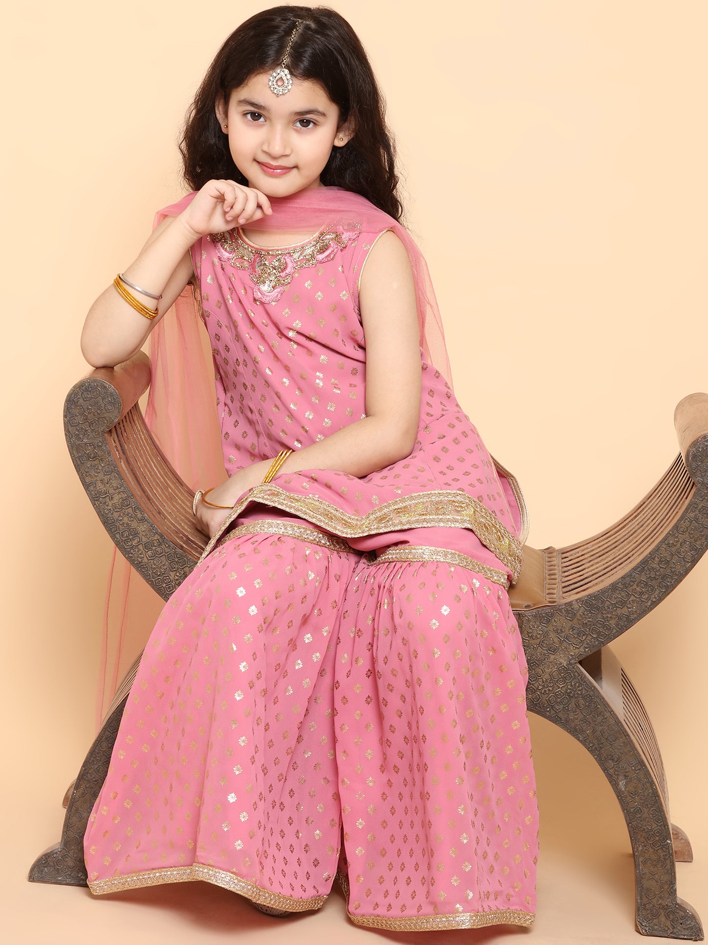 Kids Girls Rani Foil Print Georgette Sharara