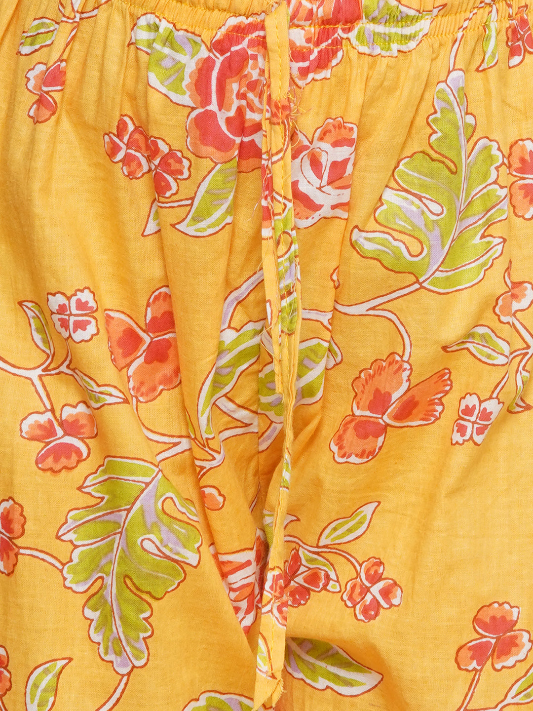 Kids Girls Yellow Floral Print Pure Cotton Sharara