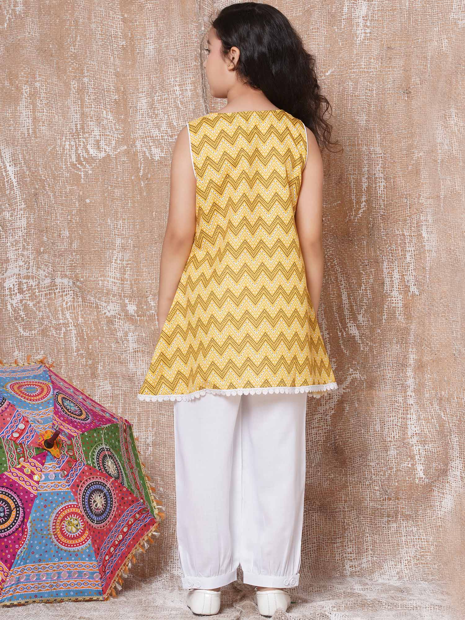 Boys Pure Cotton Kurta Pyjamas and Girls Kurta With Sharara-Sibling Sets - AJ Dezines