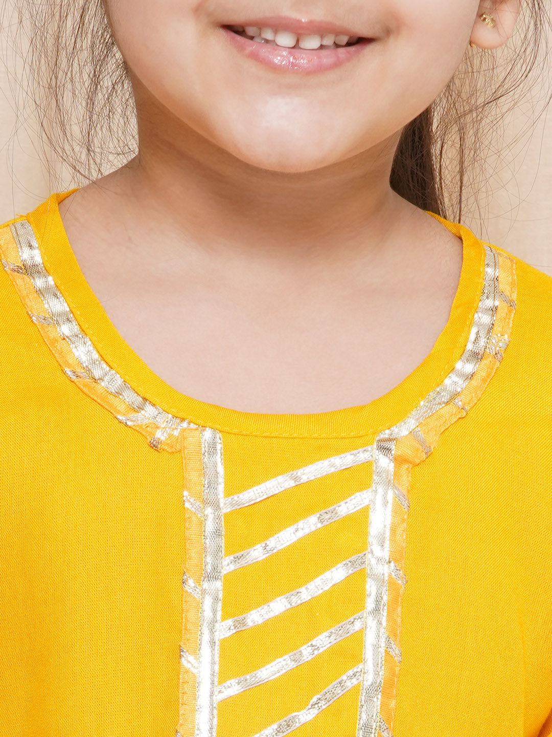 Kids Girls Yellow Gotta Work Rayon Kurta Pyjama Set