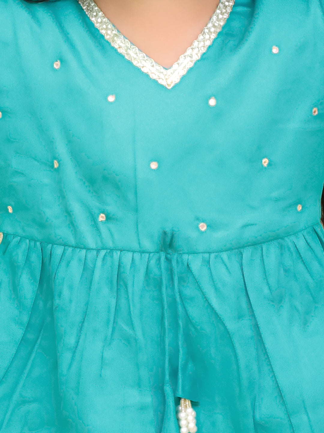 AJ Dezines Blue Cotton 3/4th Sleeves Solid Girls Suit Set