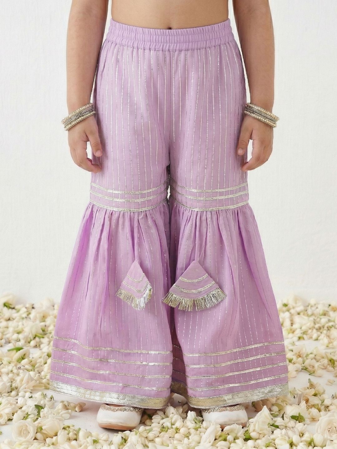 Purple Printed Pure Cotton Kurta Pyjama Waist Coat Set For Boys And Kurti and Sharara Set For Girls