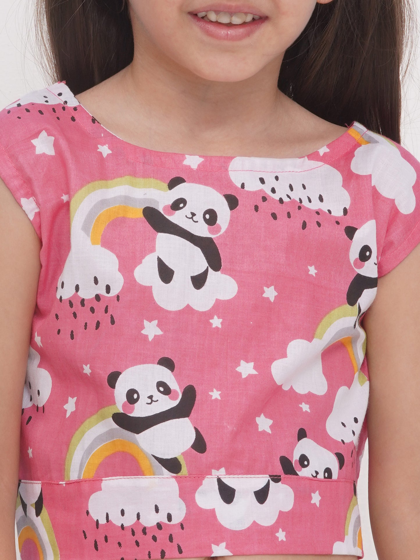 Kids Girls Pink Panda Cotton CO-Ords Set