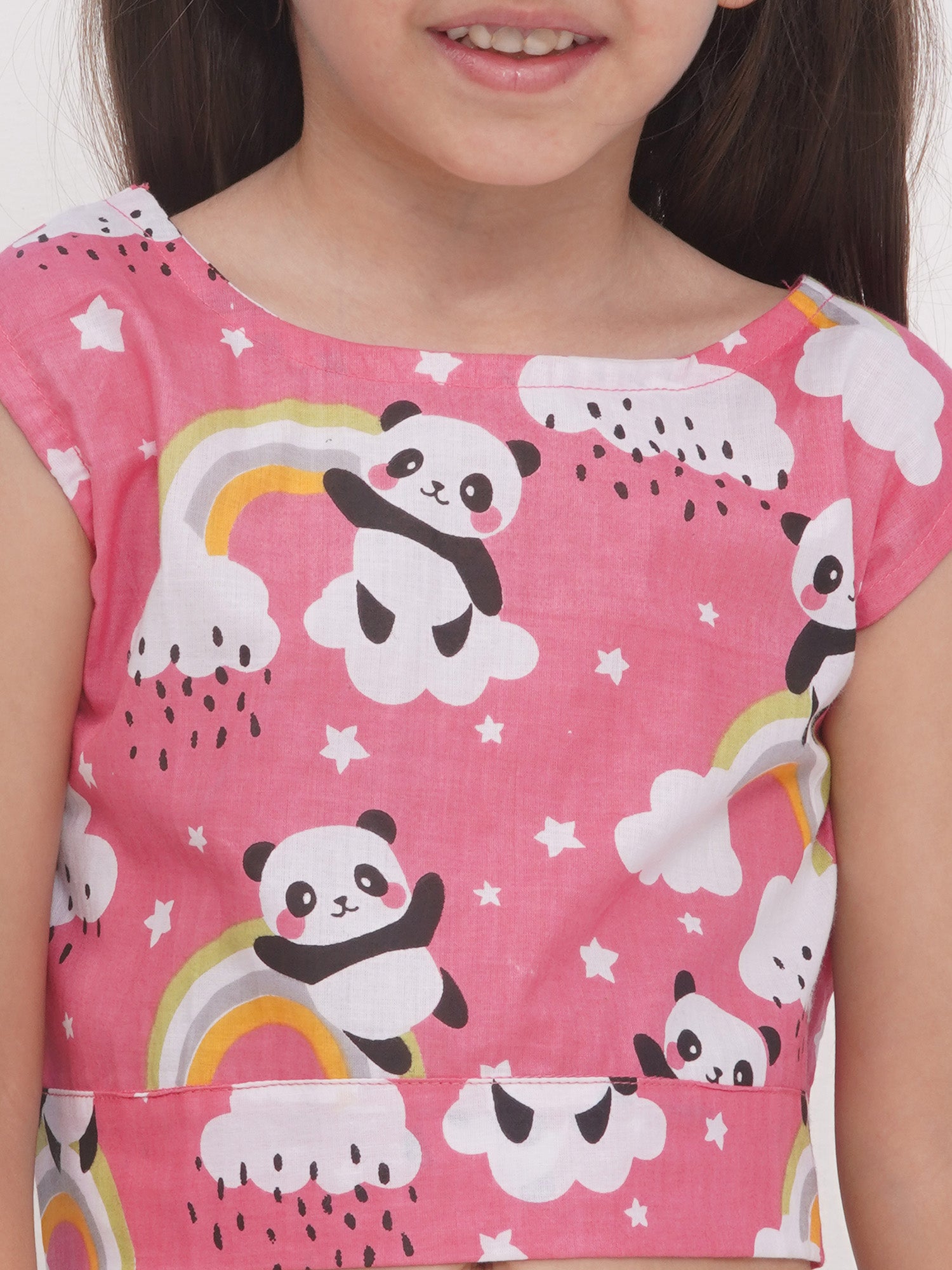 Kids Girls Pink Panda Cotton CO-Ords Set - AJ Dezines