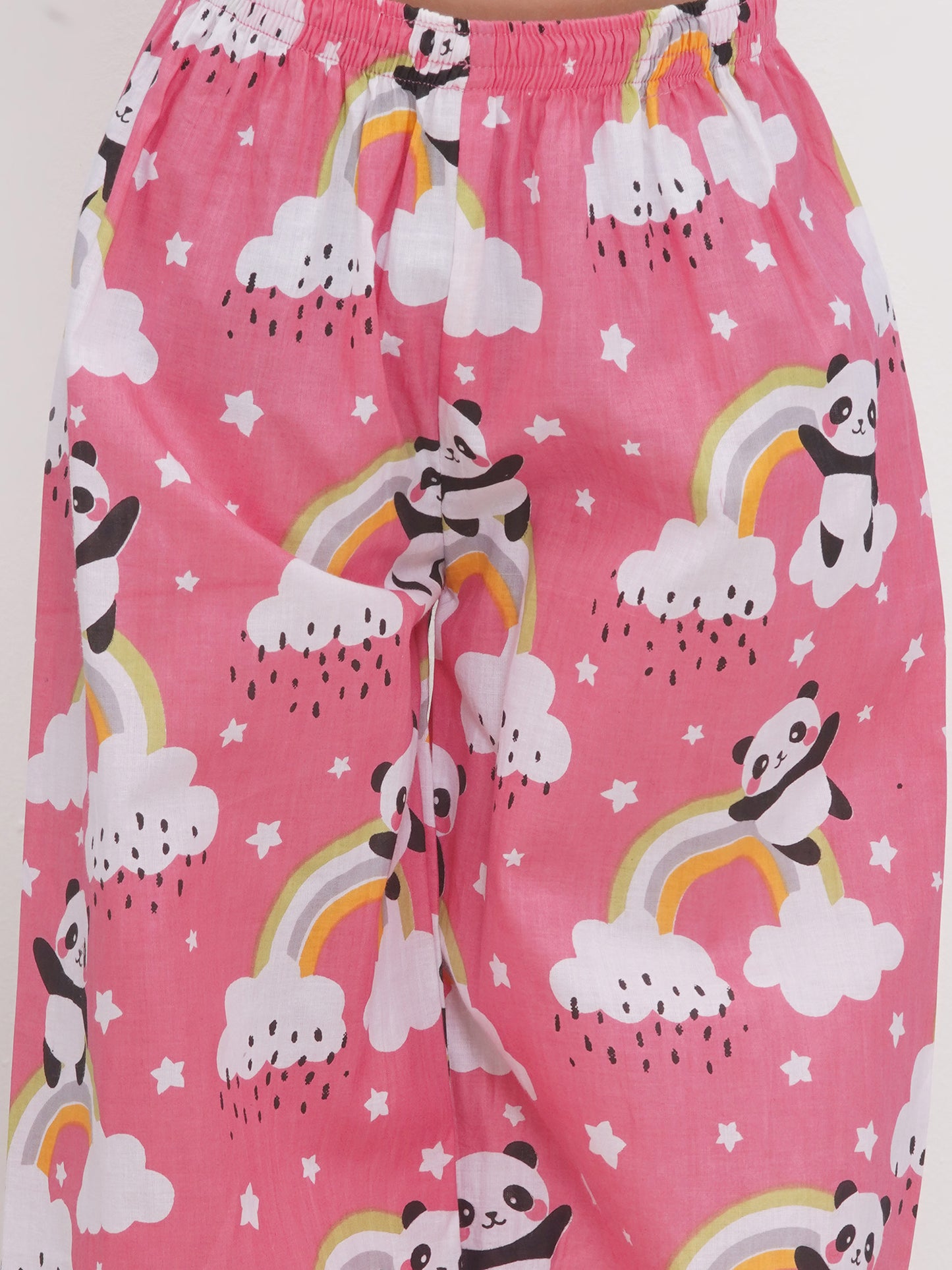 Kids Girls Pink Panda Cotton CO-Ords Set