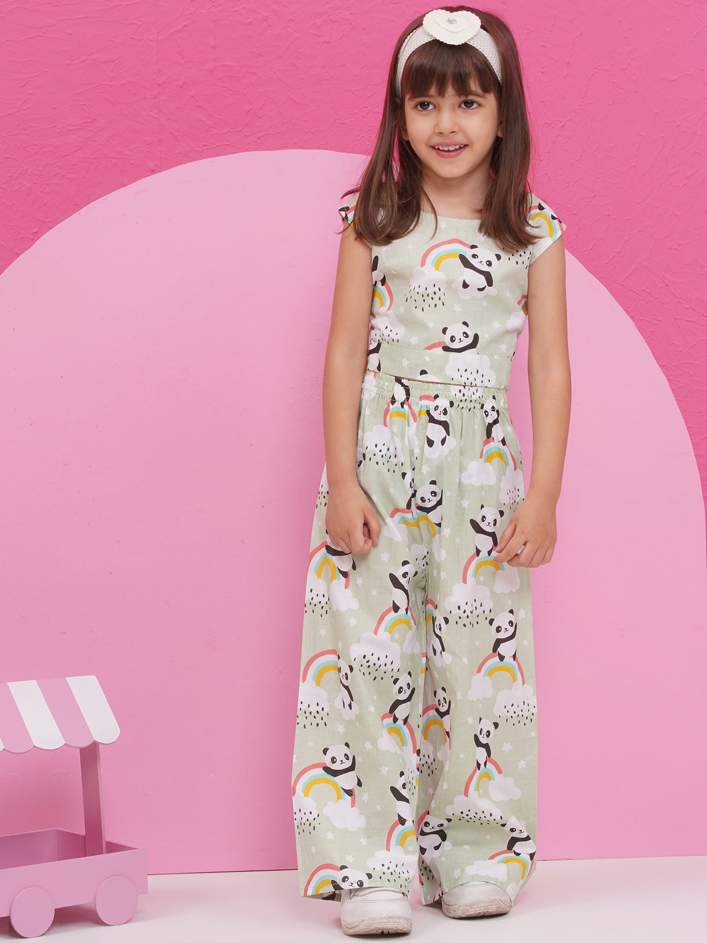 Kids Girls Pista Panda Cotton CO-Ords Set