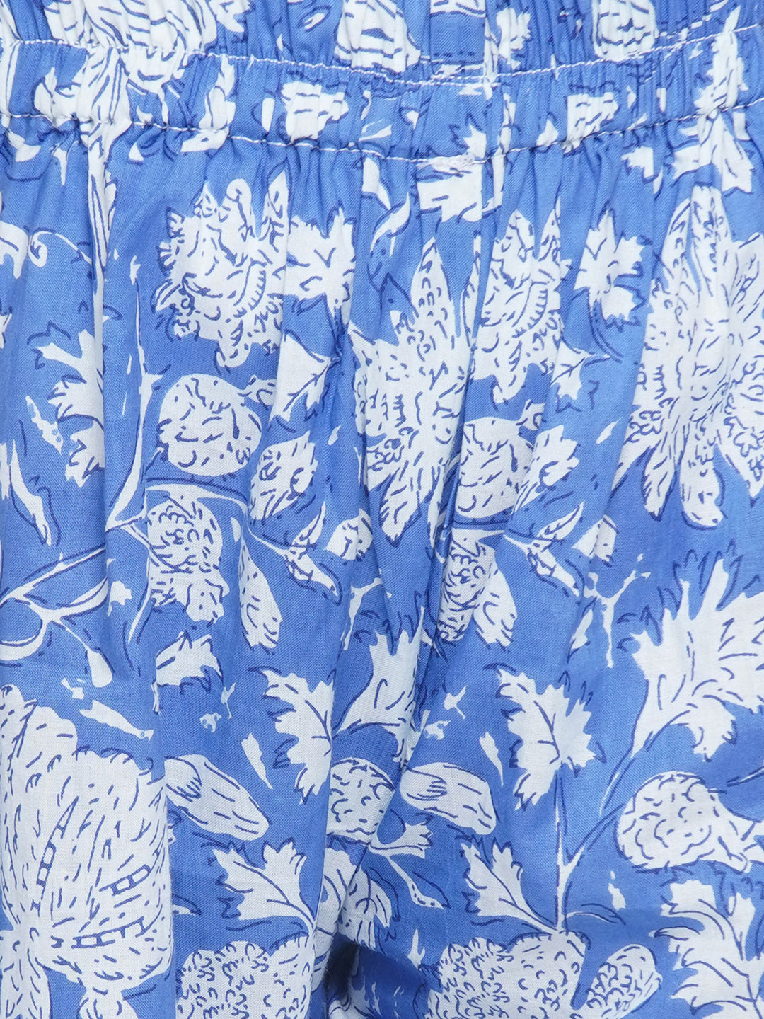 Aj Dezines Blue Pure Cotton Half Sleeves Floral Print Co-Ords Set For Girls