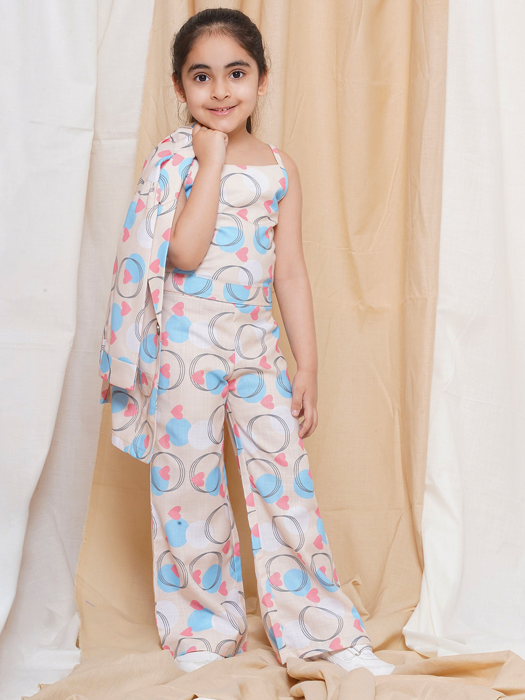 Kids Girls Firozi Printed Cotton CO-Ords Set