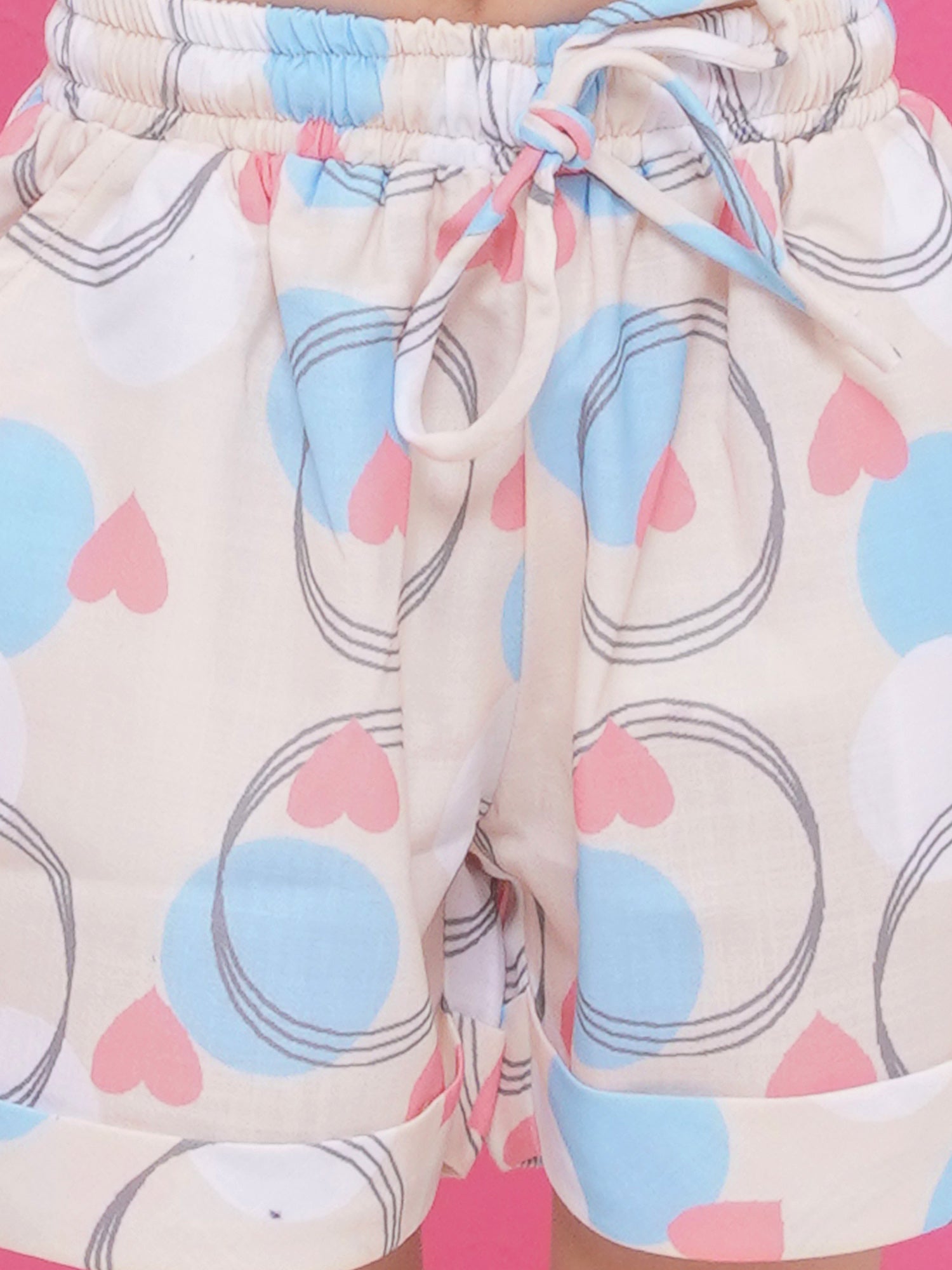 Multi color Pure Cotton Sleeveless Love Print Co-Ords Set for Girls - AJ Dezines