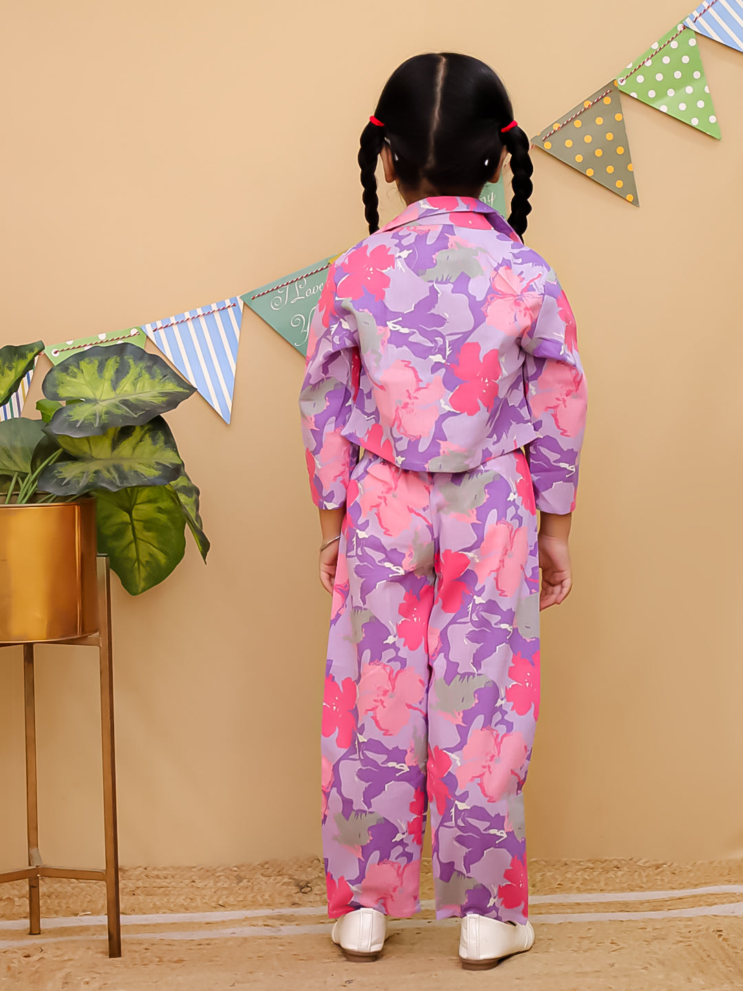 Purple Cotton Full sleeves Floral Co-Ords Full-sleeves for Girls