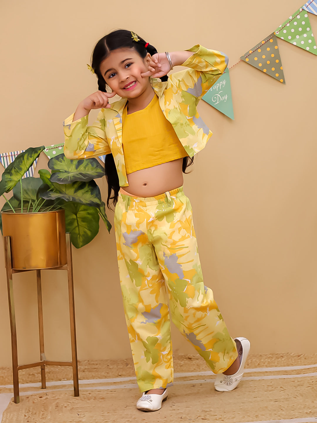 Yellow Cotton Full sleeves Floral Co-Ords Full-sleeves for Girls - AJ Dezines