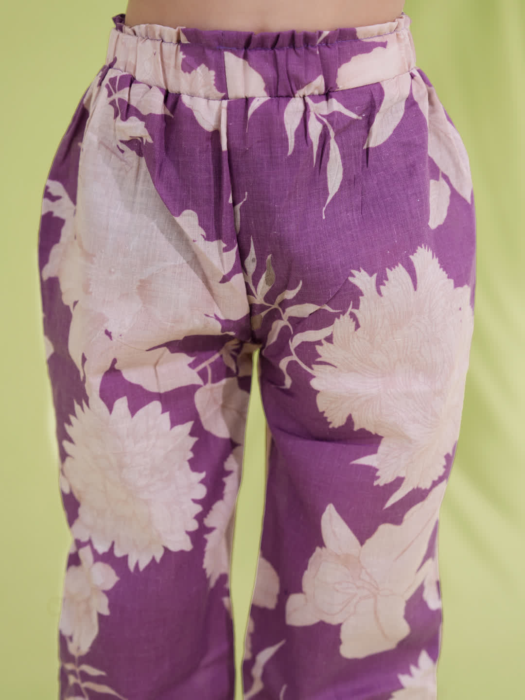 AJ Dezines Purple Cotton Sleeveless Floral Printed Girls Co-Ords