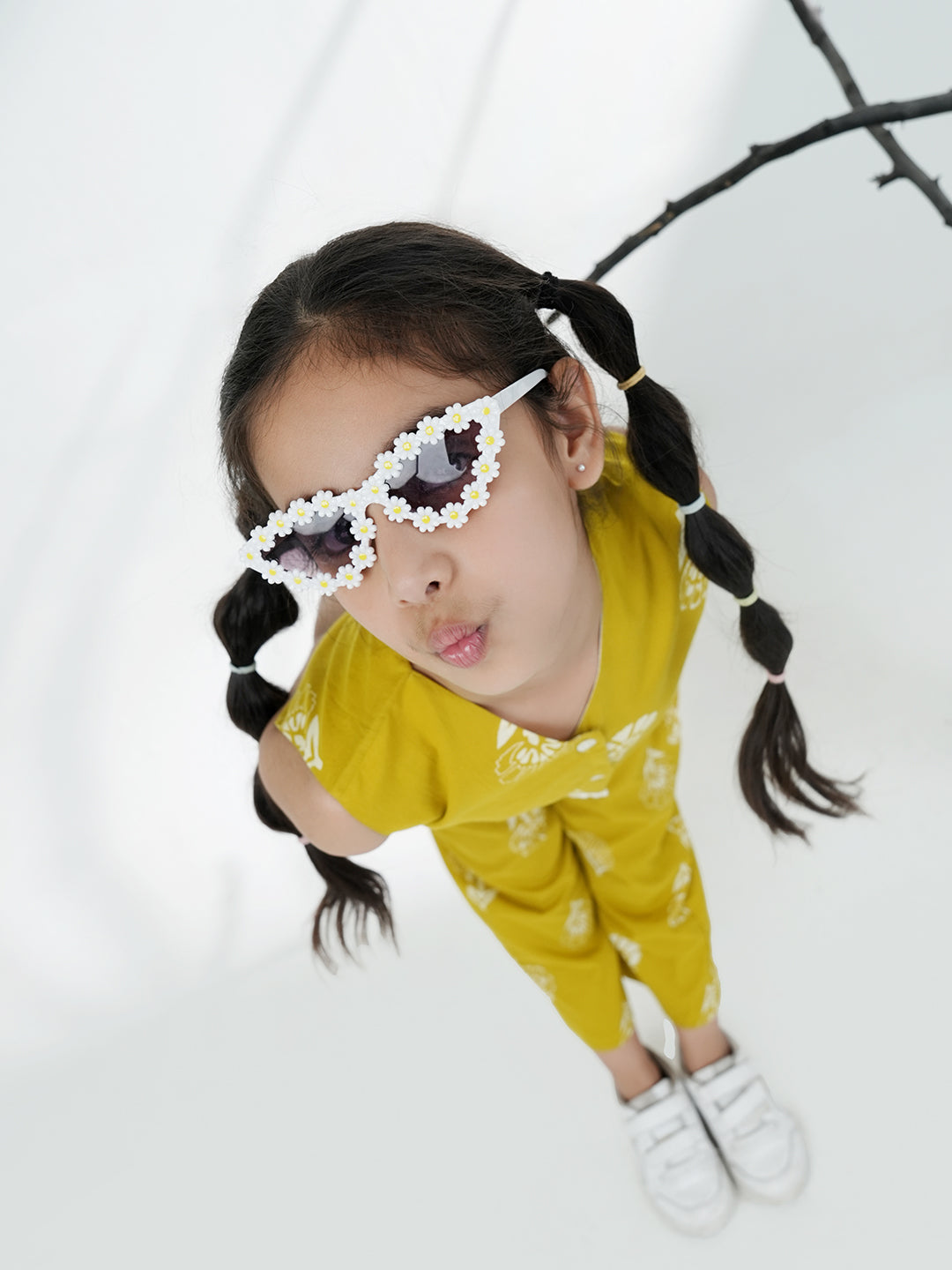 AJ Dezines Green Cotton Sleeveless Printed Girls Co-Ords