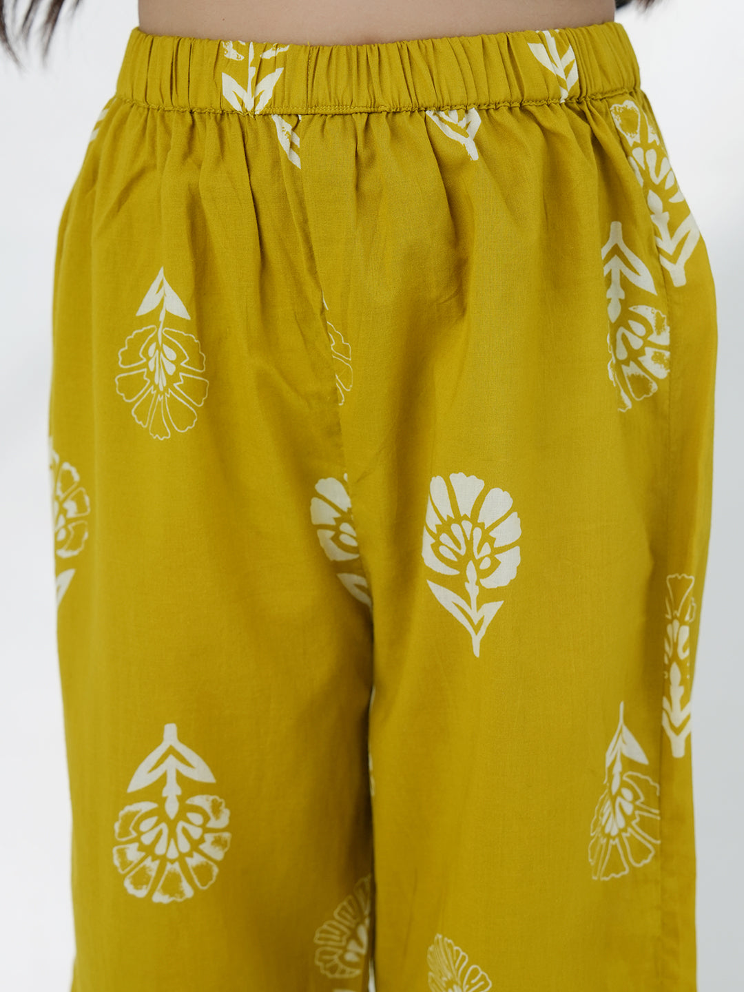 AJ Dezines Green Cotton Sleeveless Printed Girls Co-Ords