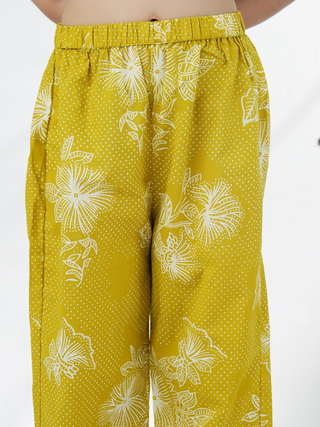 AJ Dezines Green Cotton Sleeveless Printed Girls Co-Ords