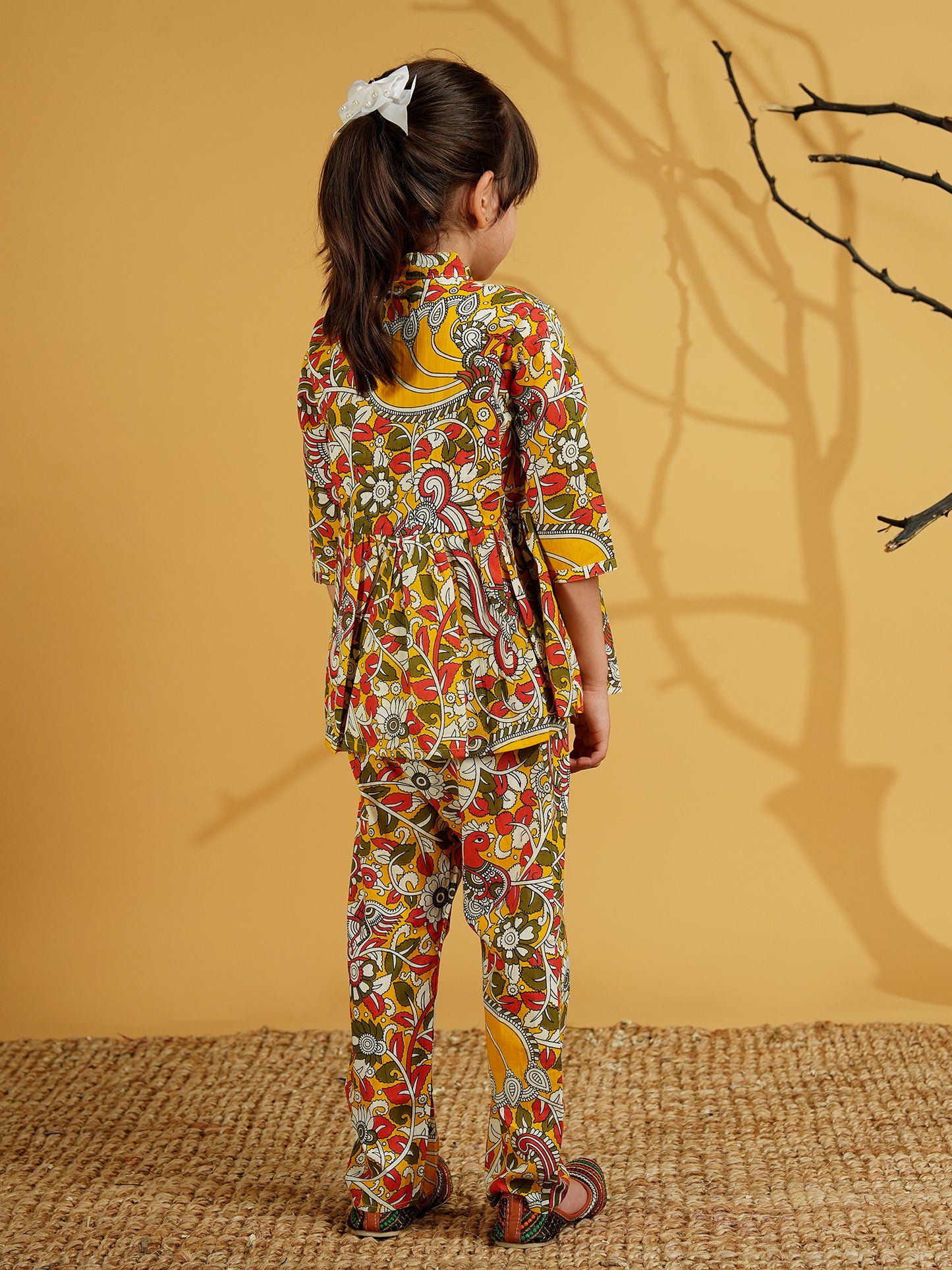 AJ Dezines Multi Color Cotton 3/4th Sleeves Floral Print Girls Co-Ords