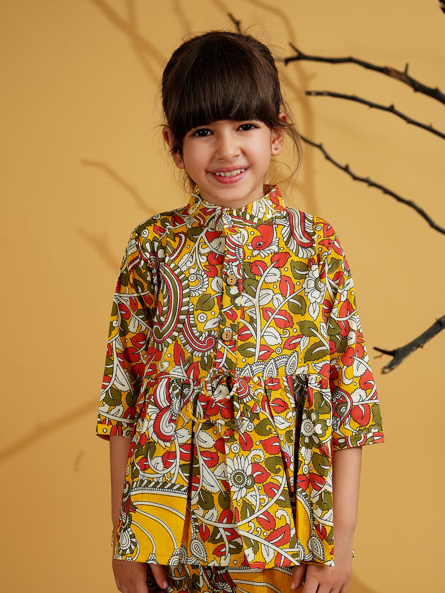 AJ Dezines Multi Color Cotton 3/4th Sleeves Floral Print Girls Co-Ords