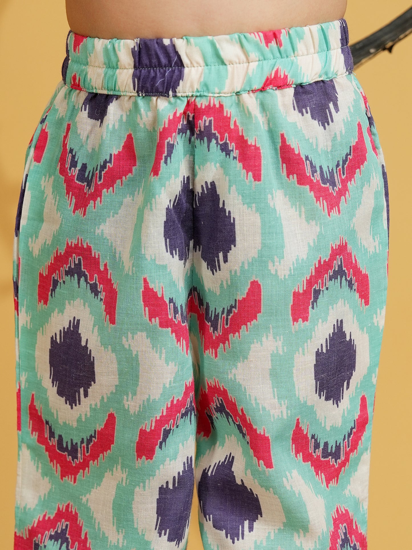 AJ Dezines Blue Cotton 3/4th Sleeves Abstract Printed Girls Co-Ords