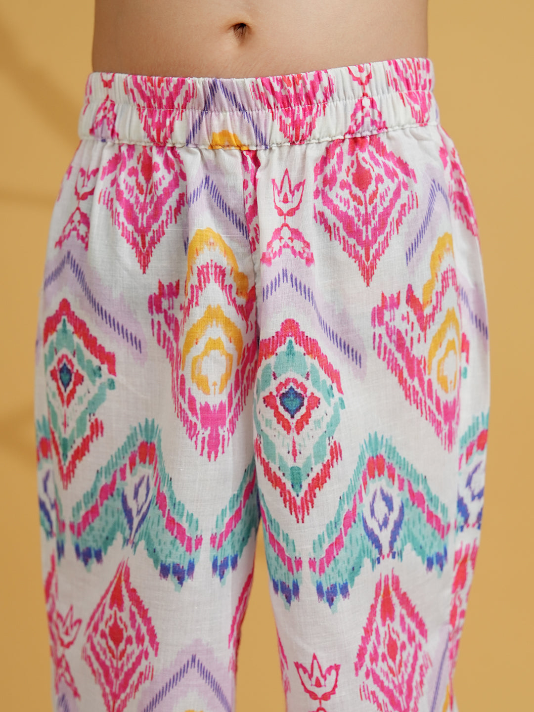 AJ Dezines Pink Cotton 3/4th Sleeves Abstract Printed Girls Co-Ords