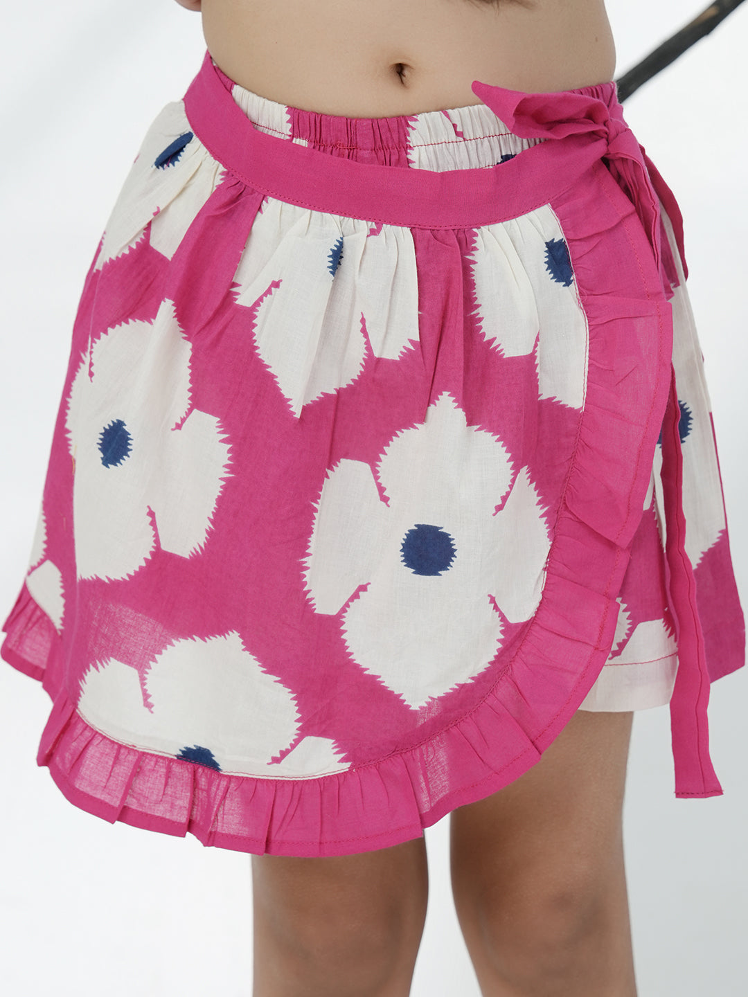 Pink Cotton Sleeveless Floral Printed Girls Top and Skort Co-Ords - AJ Dezines