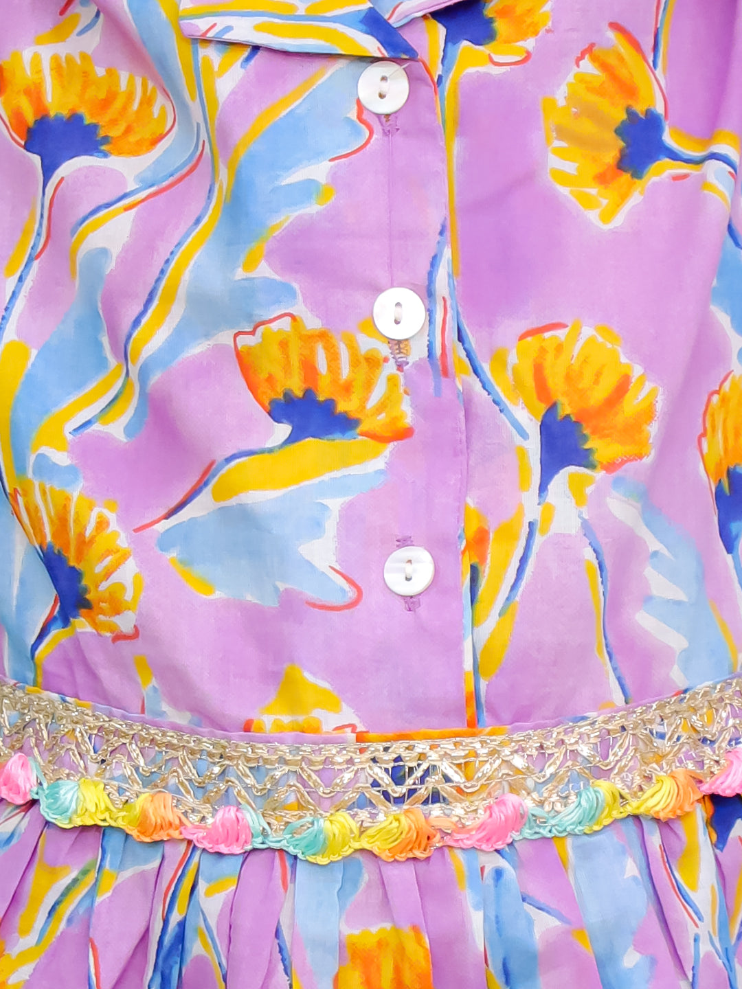 AJ Dezines Pink Cotton 3/4th Sleeves Floral Print Girls Co-Ords