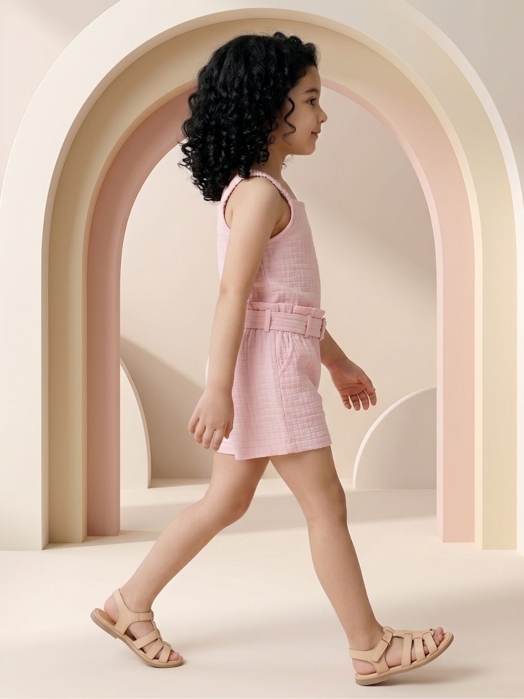 AJ Dezines Pink Textured Cotton Co-Ords For Girls