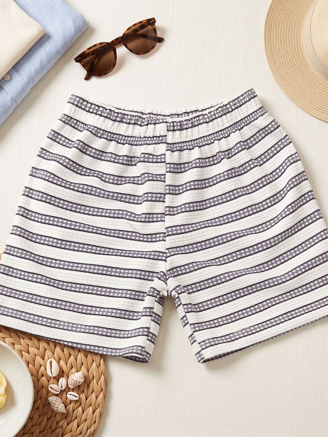 AJ Dezines Grey Stripe Cotton Blend Casual Wear Sibling Co-Ord Set for Kids | Matching Brother & Sister Outfit