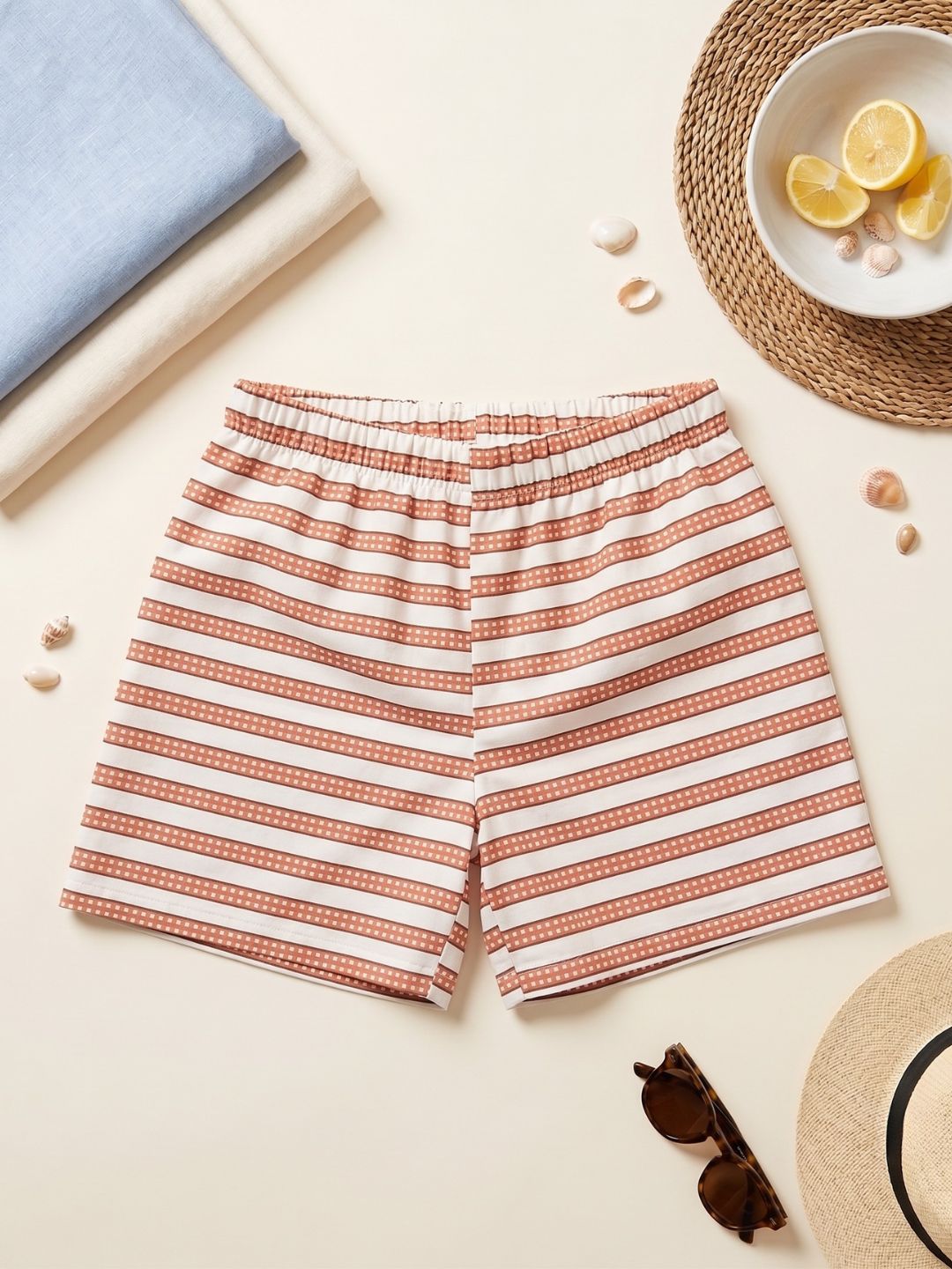 AJ Dezines Orange Stripe Cotton Blend Casual Wear Sibling Co-Ord Set for Kids | Matching Brother & Sister Outfit