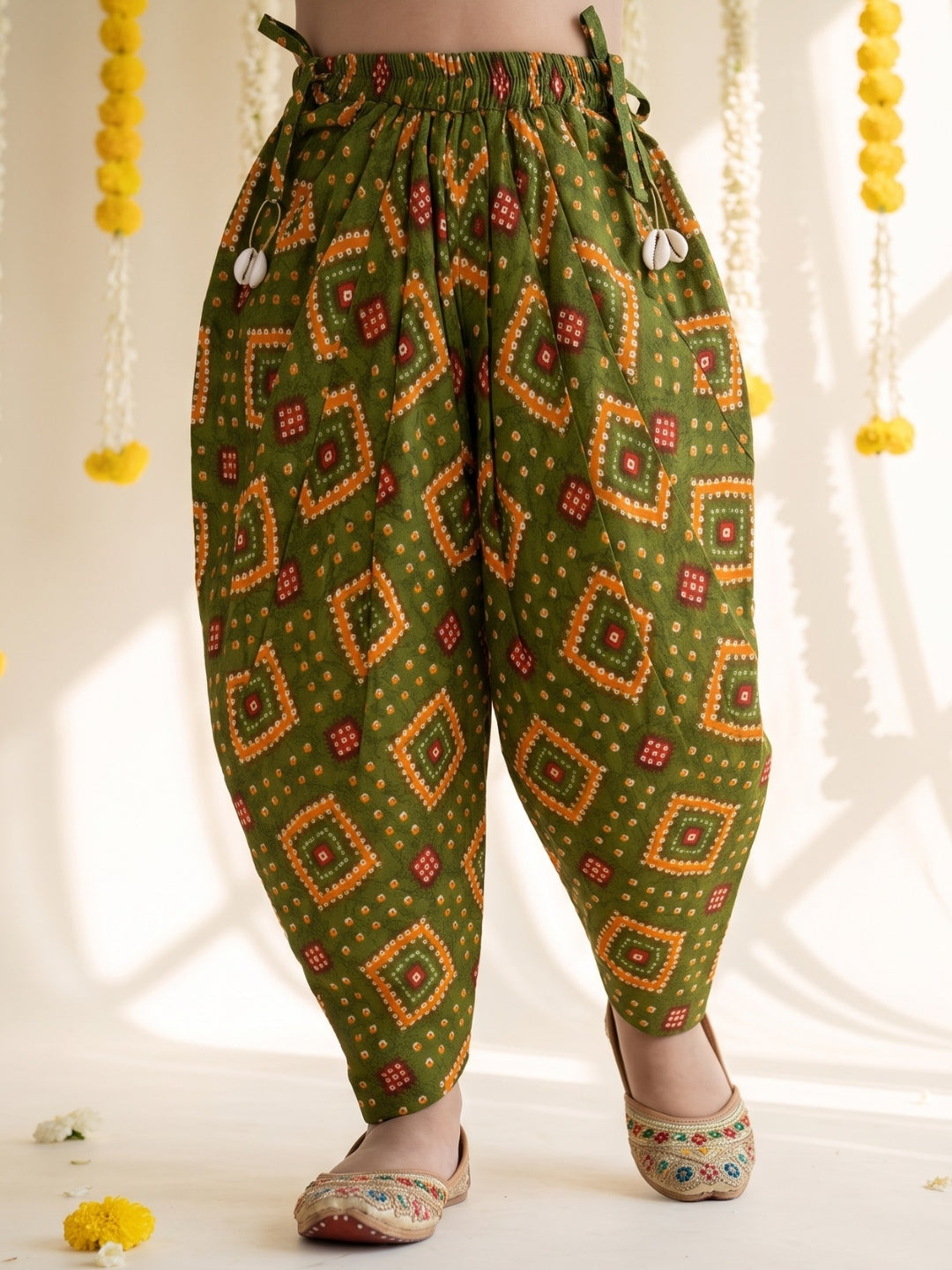 AJ Dezines Green Bandhani Print Pure Cotton Sibling Set for Kids | Matching Brother & Sister Outfit