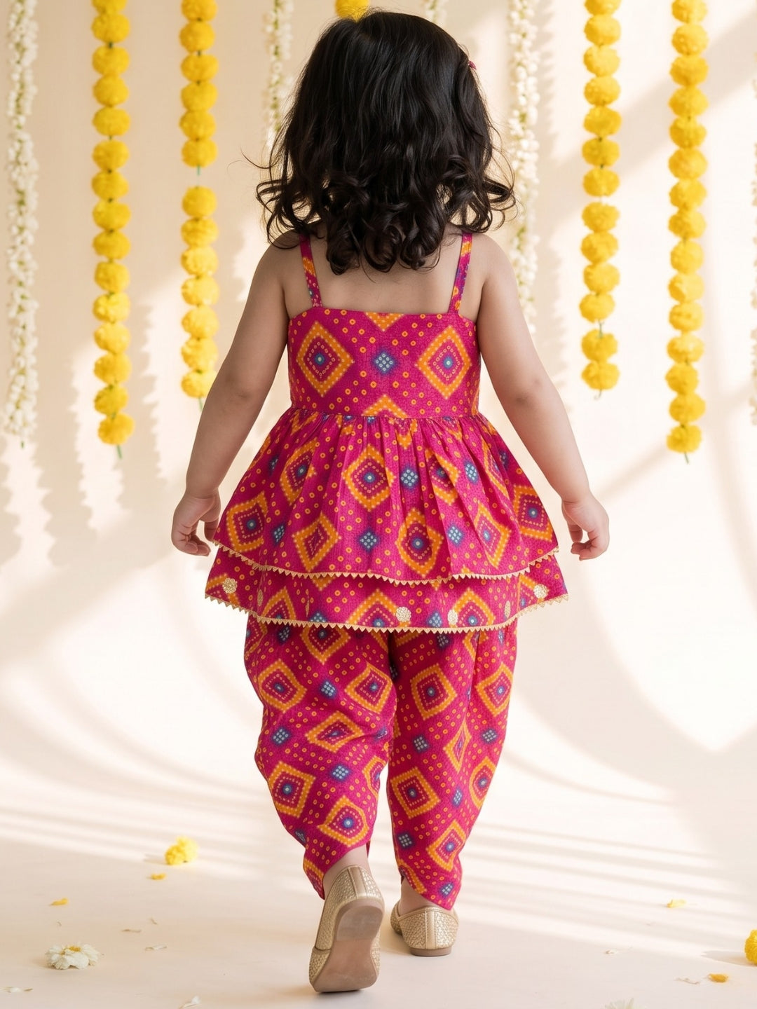AJ Dezines Pink Bandhani Print Pure Cotton Sibling Set for Kids | Matching Brother & Sister Outfit