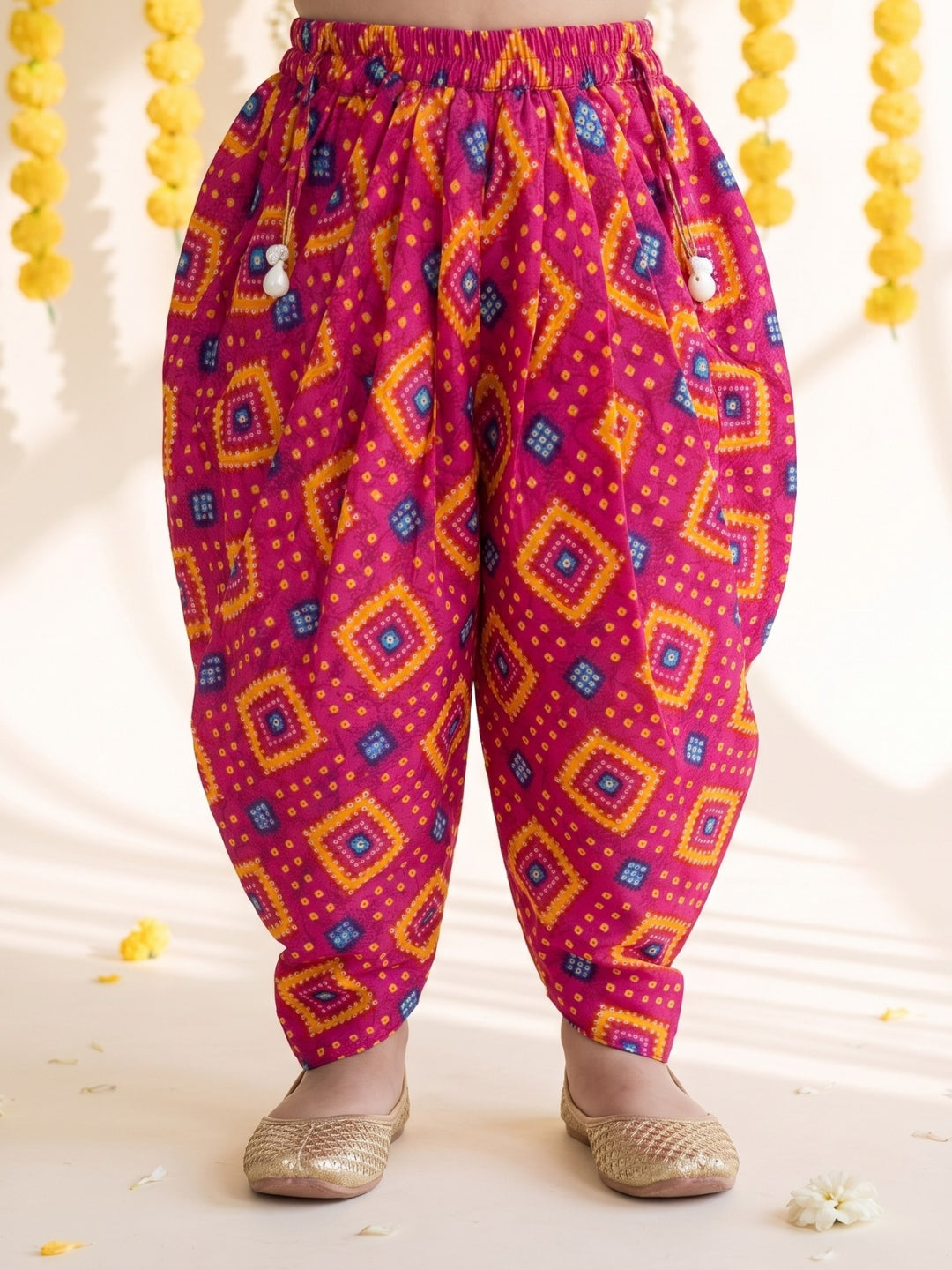 AJ Dezines Pink Bandhani Print Pure Cotton Sibling Set for Kids | Matching Brother & Sister Outfit