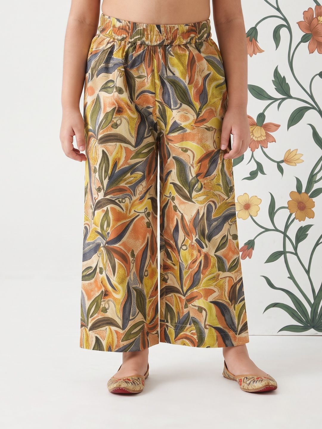 AJ Dezines Yellow Floral print Pure cotton Co-Ords Set For Girls