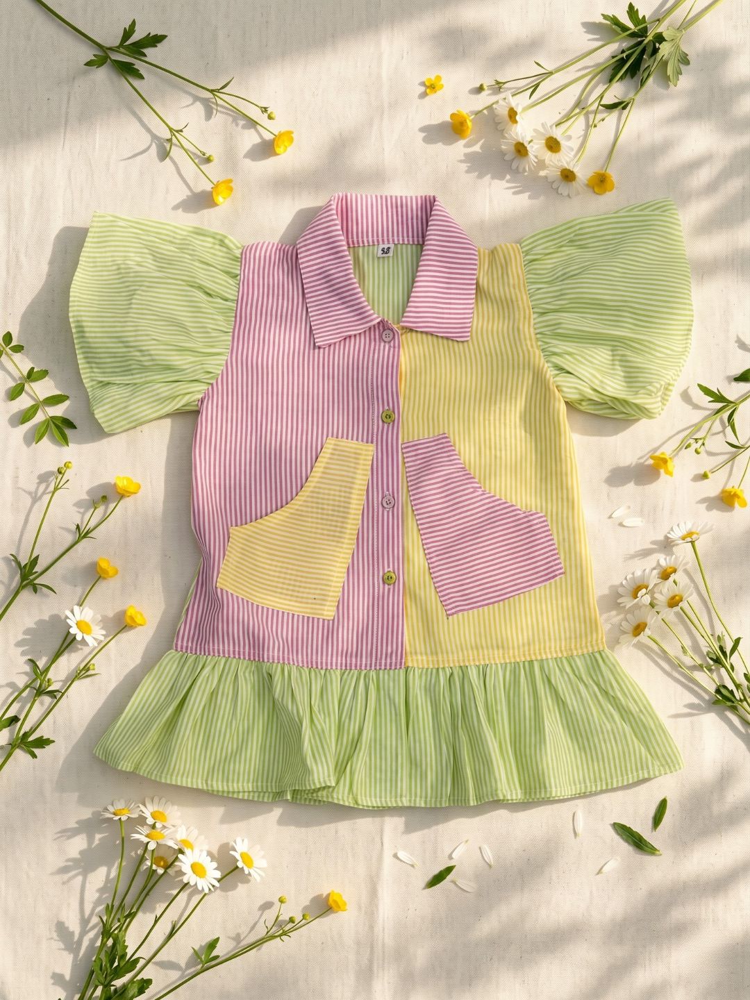 AJ Dezines Multi Color Stripes Cotton Frocks For Girls