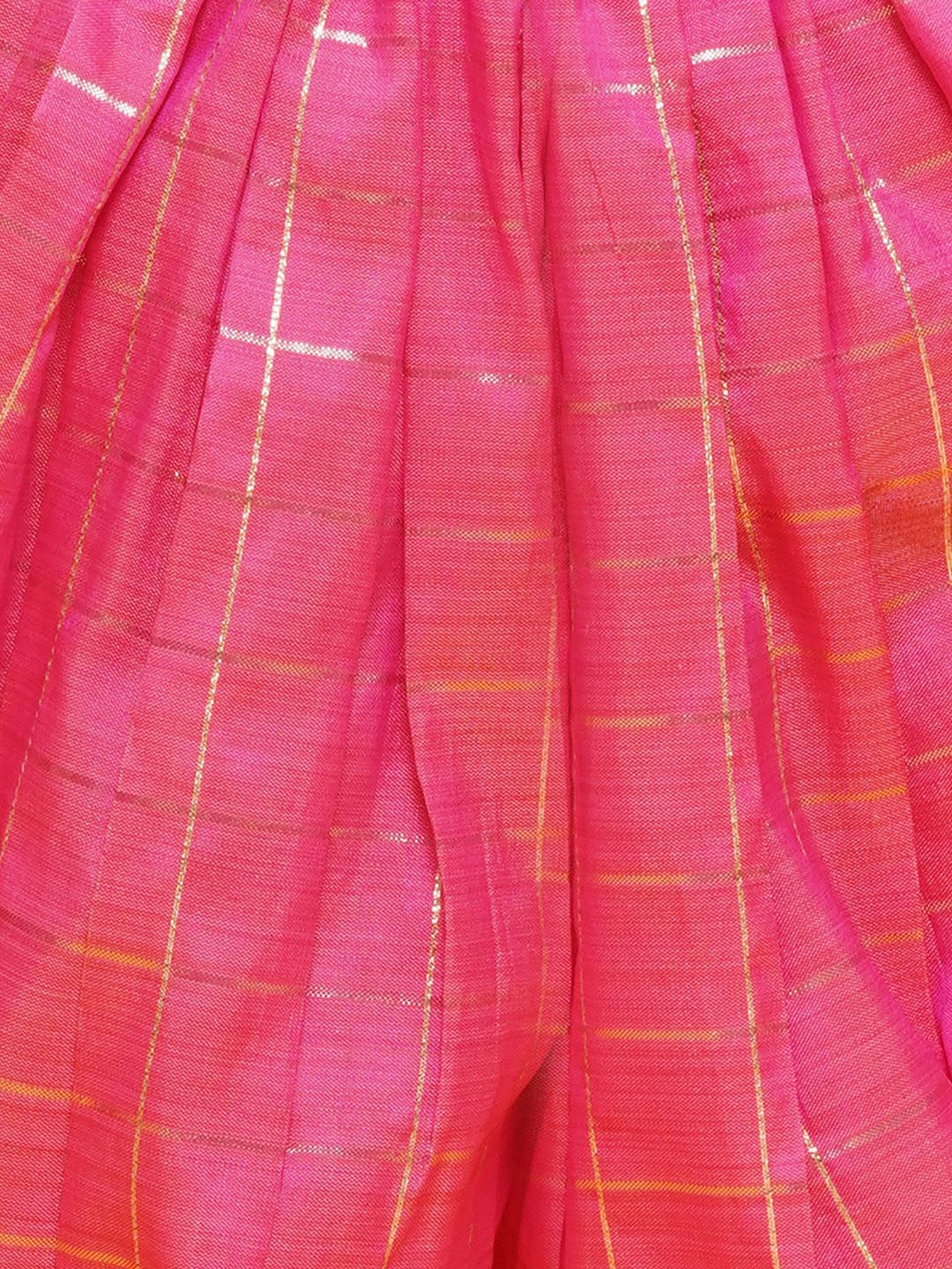 LIME GREEN-PINK Shinny Silk blend Sleeveless Check Pattern Print Indo Western for Girls