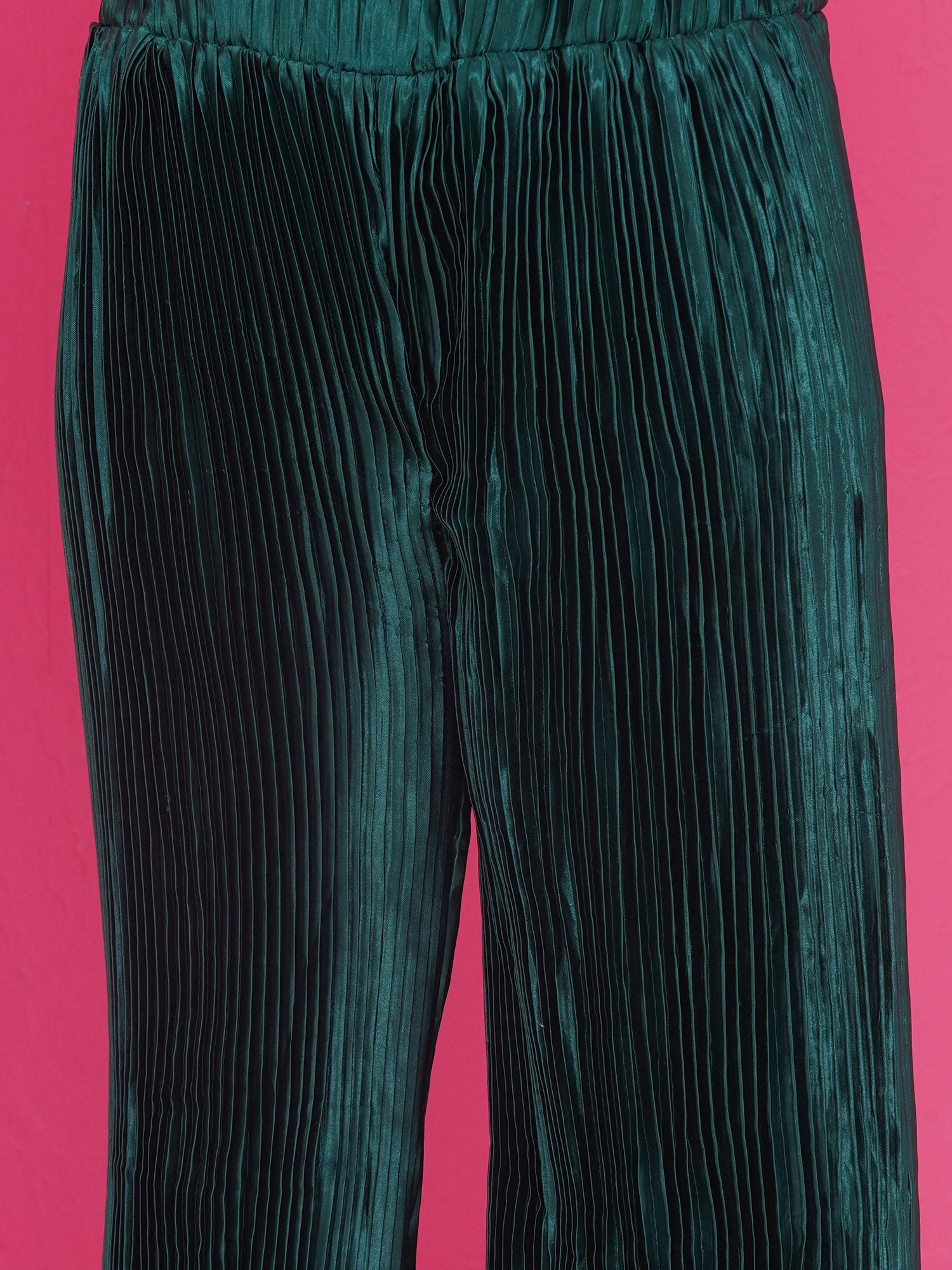 Satin Dark Green Sleeveless Indo Western with dupatta for Girls - AJ Dezines