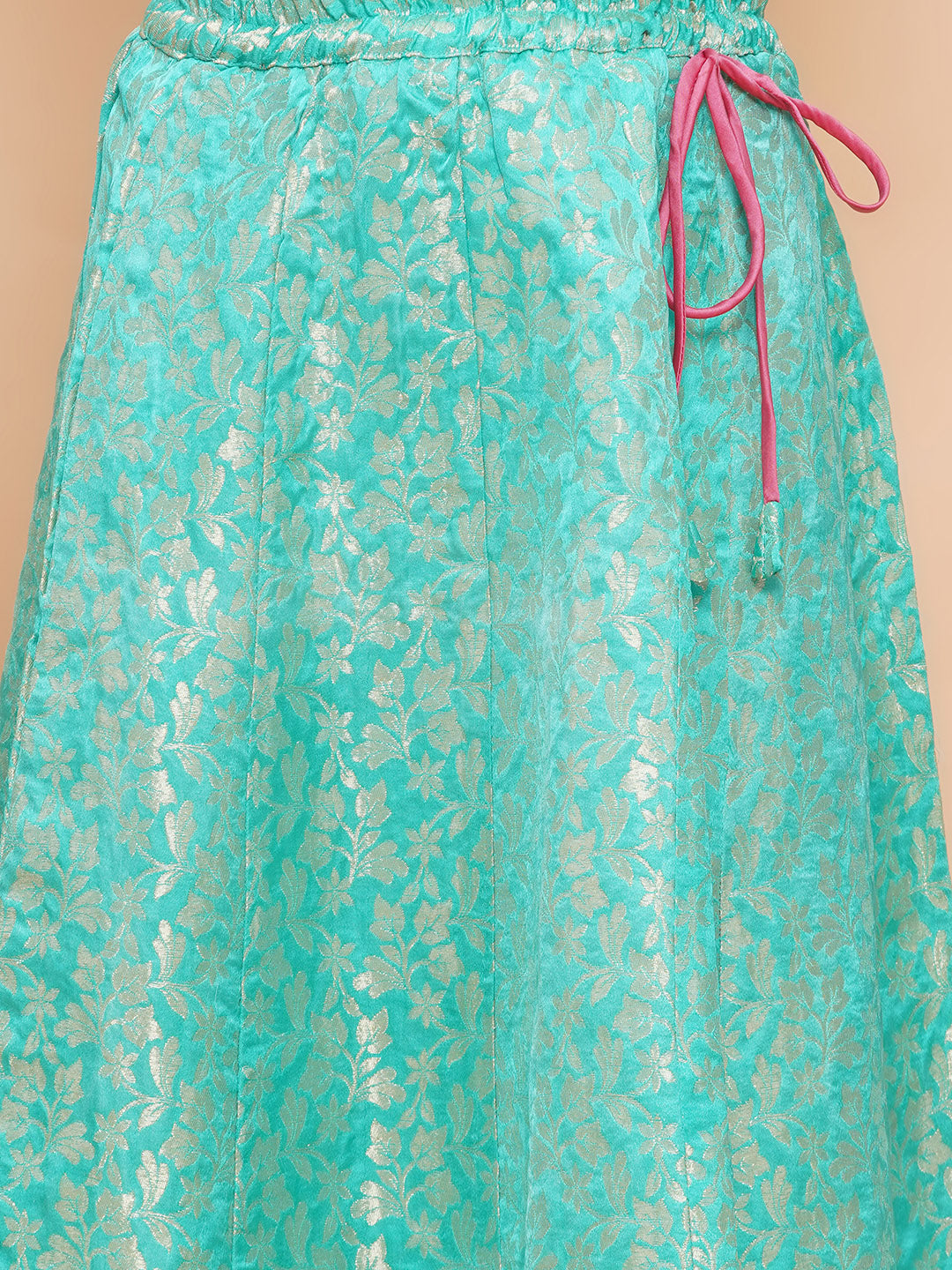 Blue Brocade Half Sleeves Jal Embroidery Lehenga Choli for Girls