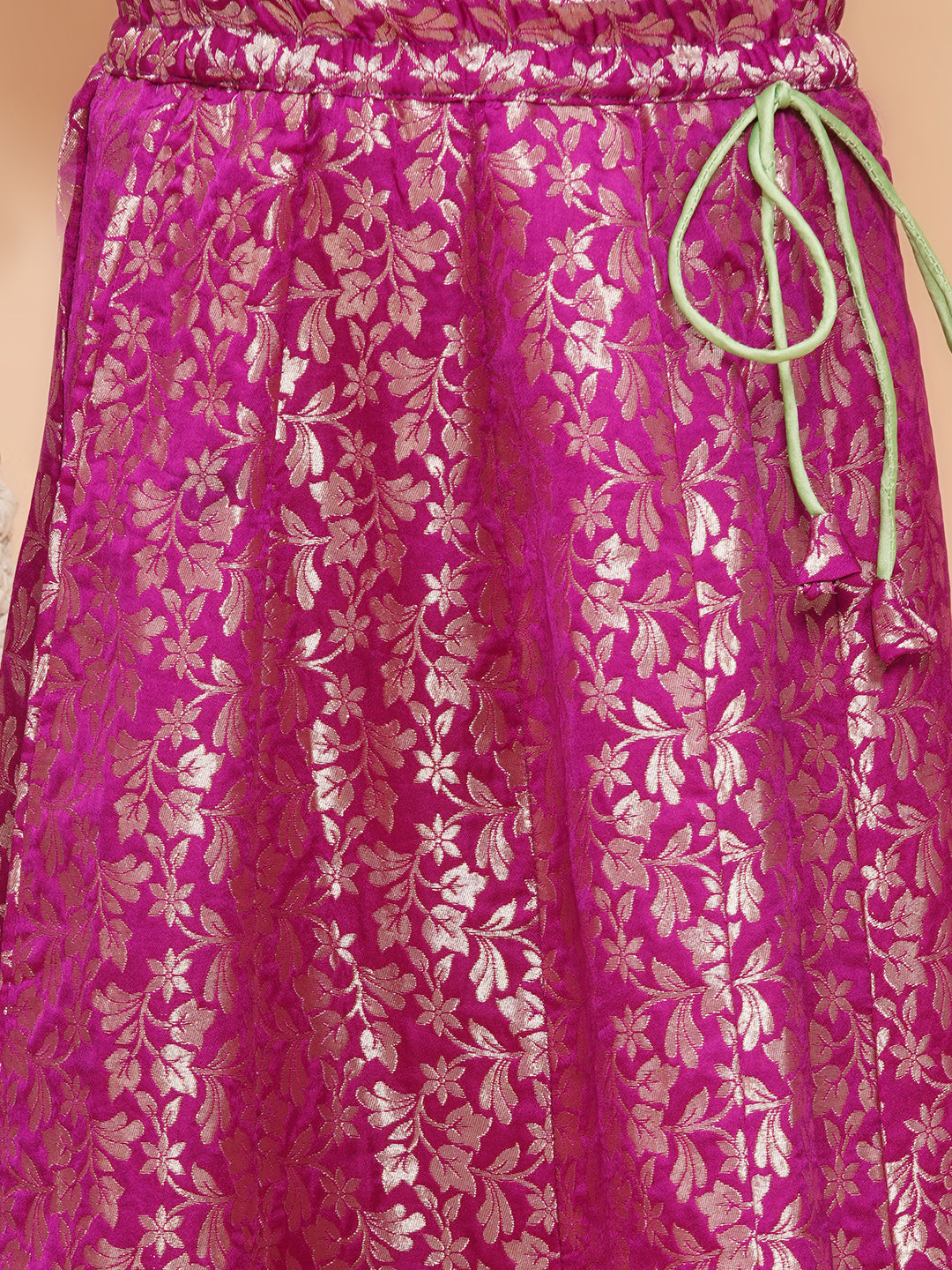 Purple Brocade Half Sleeves Jal Embroidery Lehenga Choli for Girls