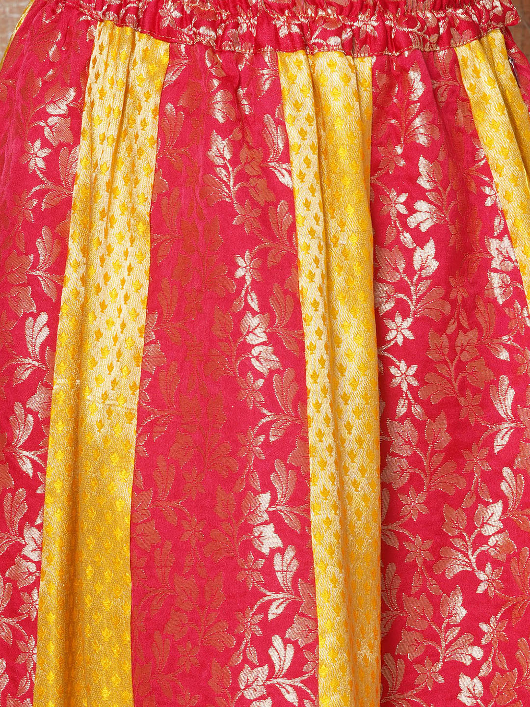 Kids Ethnic Wear Girls Red Embellished Brocade Lehenga Choli