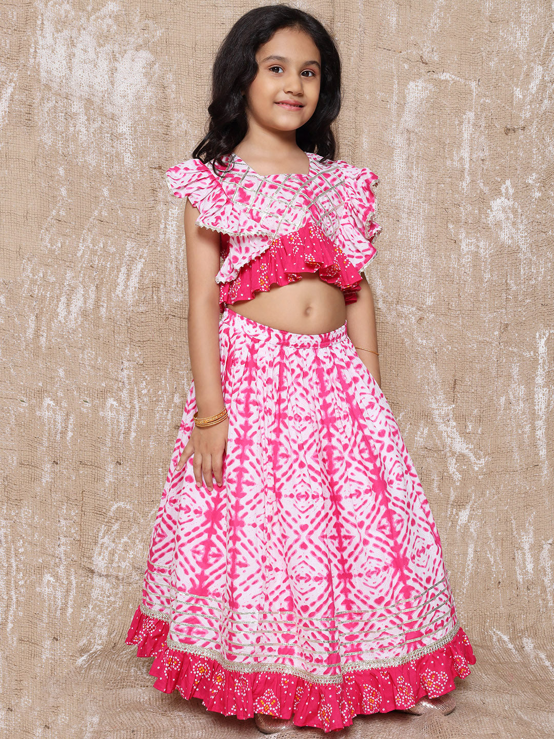 Boys Pure Cotton Kurta Pyjamas and Girls Lehenga Choli Sibling sets-Pink