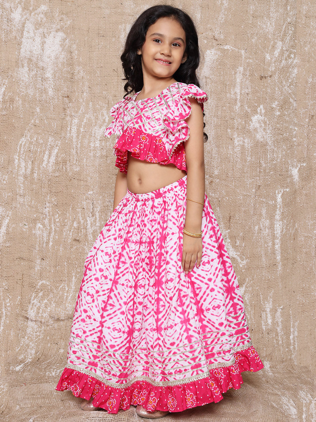 Boys Pure Cotton Kurta Pyjamas and Girls Lehenga Choli Sibling sets-Pink